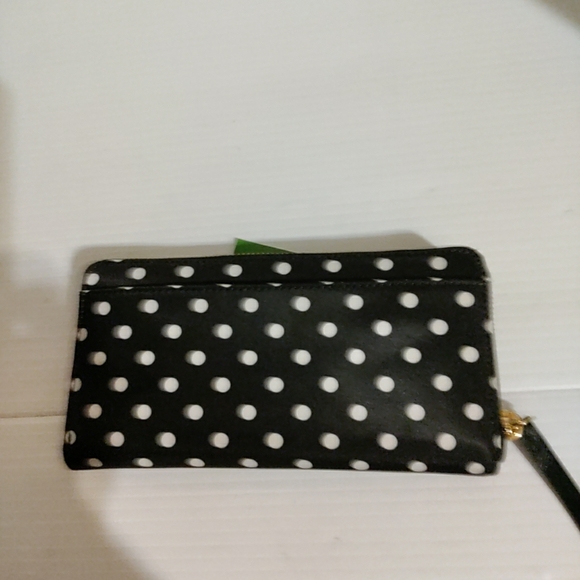 Kate Spade New York Polka Dot Zip Around Wallet Black White - Picture 3 of 8